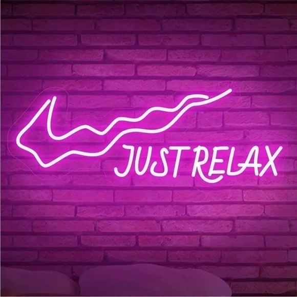 NIKE Just Relax Red Neon Trendy Dorm Bedroom Living Room Outdoor Indoor Decor - Picture 8 of 9